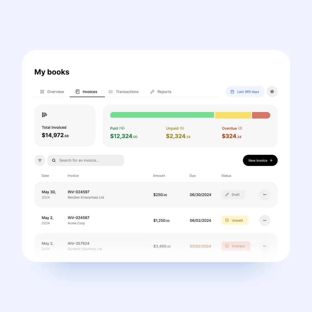 doola Bookkeeping view of money in and money out