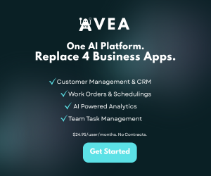 VEA — One AI platform replaces 4 business apps. CRM, invoicing, scheduling, analytics. $24.95/user/month.
